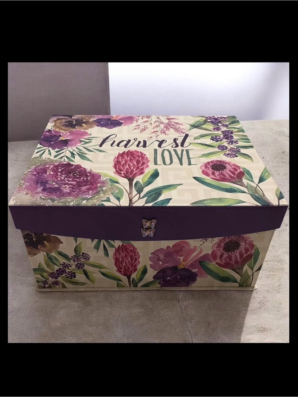 Floral Storage Box in Purple Harvest Love' Decorative Organizer
